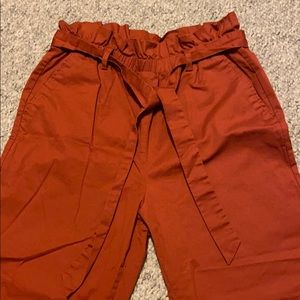 *SOLD* Burnt Orange Paperbag Waist Trousers